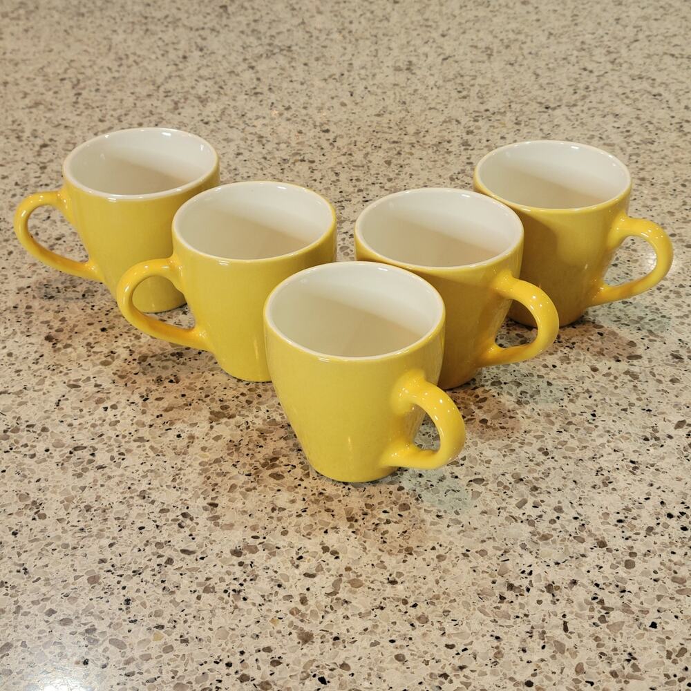 IMUSA 5 Yellow Espresso Demitasse Coffee Stoneware 2.5oz Handled Cup Set✨️2.5in